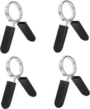 Toddmomy 4pcs Bar Spring Collars for Weightlifting Durable Spring Clips for Dumbbell Barbell Stability Gym Powerlifting Cross Fit and Strength Training