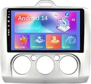 6G+128GB 9Inch IPS DAB+ HDMI 4G Android 14 Car Radio Stereo for Ford Focus Exi MT at 2004-2011 Head Unit WiFi GPS Navigation Carplay DSP Bluetooth SWC FM Camera Mic
