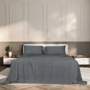 Dreamz Fitted Sheet Set Pillowcase Bamboo Queen Charcoal Summer 4PCS