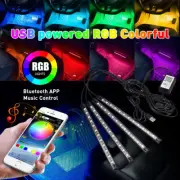 4x 48 LED RGB Car Interior Atmosphere Light Strip Phone Bluetooth APP Control EC