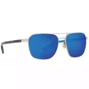 Costa Wader Brushed Silver Sunglasses w/Blue Mirror 580G Lenses 06S4003-40030358