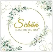 Pack of 40 Serviettes Birthday, Schön DASS Du Da Bist, Serviettes Wedding Birthday Eucalyptus, 2-Layer Napkins Eucalyptus Napkins, Green Napkins