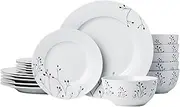 Amazon Basics 18-Piece Kitchen Dinnerware Set, Plates, Dishes, Bowls, Service for 6, Branches