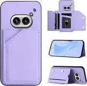 Case Compatible with Nothing Phone 2A / 2A Plus [PU Leather + Shell + Card Holder] 2 in 1 Magnetic Clasp Kickstand Cover Purple
