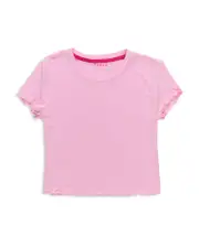 Terez Girls' Short Sleeve Lettuce Edge Tee - Little Kid, Big Kid