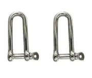 2 x 8mm Stainless Steel G316 D Dee Long Shackle Boat Shade Marine Sail DIY 2 pk