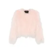 [Numero Otto] Numero Otto Fluffy-textured Cropped Jacket S PINK