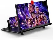 12" Screen Magnifier – 3D HD Cell Phone Magnifing Screen Enlarger Projector for Movies Videos and Gaming – Foldable Phone Stand Holder with Screen Amplifier Compatible with All Smartphones