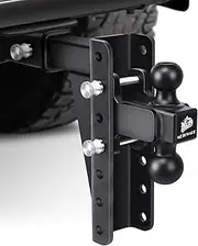 METOWARE Adjustable Trailer Hitch (22,000 LBS GTW) - Tow Hitch Fits 2'' Receiver - Heavy Duty Drop Hitch with 8'' Drop/Rise for Truck, Double Stainless Steel Locks & Hitch Pin