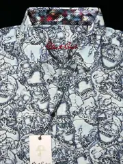 Robert Graham DELEVAN Skull Linen Blend Small NWT $178 Classic Fit Short Sleeve