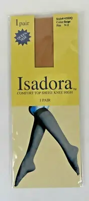 Isadora Queen Size Beige Comfort Top Knee High Hosiery Fits 9-11