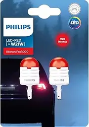 Philips LED W21W LED 11065 Ultinon Pro3000 SI Car Signaling Bulb, Red