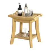Bamboo Shower Bench Stool with Storage Shelf Small Shower Chair Seat for Insi...