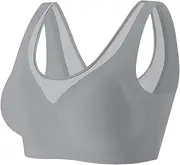 [Generic] Woman Bras Breathable Non Marking Back Without Ring Fixed Cup Solid Color Mesh Splicing Tank Top Bra Underwear Women Sports Bra High Support