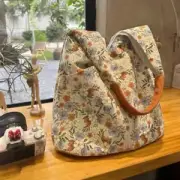 Canvas Retro Flower Print Bag Large Shoulder Bag New Large Capacity Bag