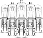 Bonlux 5X 40W G9 Oven Bulb G9 Halogen Oven Bulb Rated 300°C Heat Resistant, Dimmable Warm White 2700K for Table Lamps, Cabinet Light, Oven, Ceiling Lights, Cooker Hood