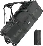 [XINGOHQ] 80L Rolling Duffel Bag with Wheels,31 Inch Large Duffle Bag for Travel，Foldable, with Shoulder Straps Use as Luggage bags or Backpacks, Black, carry-on-31-inch, Collapsible