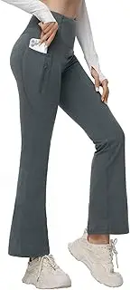 [baleaf] Women's Fleece Lined Flared Leggings Waterproof Yoga Pants with Pockets High Waisted Bootcut Winter Bootleg Trousers