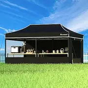 ALFORDSON 3 x 6m Gazebo Marquee Canopy High Adjustable Black Color, Pop-up Steel Frame Pavilion with Carry Bag,Wall Panels, Sand Bag and Pegs & Ropes, Camping Shelter Shade for Outdoor Wedding Party