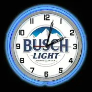 19" BUSCH Light Beer Sign Blue Double Neon Wall Clock Garage Man Cave