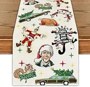 Christmas Vacation Table Runner Funny Christmas Table Cover Griswold Family Cousin Eddie Christmas Decor New Year Xmas Decor Christmas Vacation Decorations for Home Party