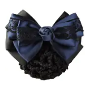 3 PC Satin Bow Barrette Floral Lace Official Lady Hair Clip Cover Net Bowknot Women Hairgrip Headband Hairnets