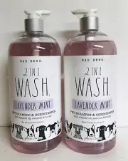 2 Bottles Lavender Mint 2-in-1 Pet Shampoo & Conditioner 34 fl oz Each