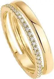 [Generic] Cubic Zirconia Dual Stacking Rings for Women | Gold Eternity Band for Women | Thumb Ring