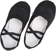 [LIFKOME] Dance Shoes for Adults Boys and Girls Lightweight Anti-Slip Ballet Shoes Slier Elastic Band Comfortable Canvas for Yoga Folk Modern Ballroom Jazzze Size 35 Black