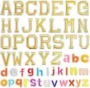 52 pcs Iron On for Clothing Gold Letters, SourceTon Iron On Patches, A-Z Letter Patches, Gummed Patch, Decorative T-Shirt, Shorts, Hat, Vest, Jeans (Gold and Multicolor)