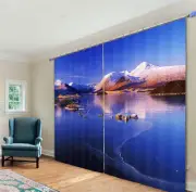 Winter Mountains Lake 3D Blockout Photo Curtain Print Curtains Drape Fabric Wind