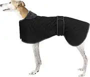 Greyhound Waterproof Coat, Whippet Winter Jacket With Fleece Lining, Adjustable Outdoor Pet Apparel for Medium or Large Dogs, Ideal for Greyhound, Whippet, Lurcher, Salukis - Black - L