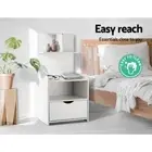 Bedside Table Drawer With Display Shelf Nightstand Cabinet Bedroom Storage White