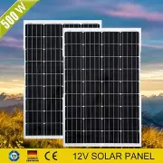 12V 500W Solar Panel 2x250 Watt Mono Home Off-Grid Caravan Boat Charger Battery