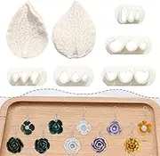 Fchil Petal Clay Earring Cutters, Flower Petal Cay Cutters for Polymer Clay Jewelry, 5 Shaped with 2 Pcs Petal Press Clay Molds for Crafts, Polymer Clay Cutters