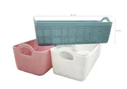 bulk 24 Plastic Rectangle Storage Basket W Handle 3 Assort Holder Fruit 26x9cm