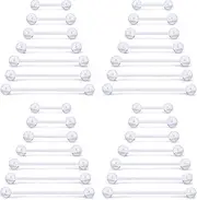 [Kridzisw] 14mm-38mm 14G Clear Plastic Nipple Tongue Ring Industrial Earrings for Surgery Pregnancy Belly Button Ring Bioflex Flexible Acrylic Straight Barbells Piercing Jewelry Retainer for Work Sport