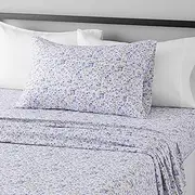 Amazon Basics Lightweight Super Soft Easy Care Microfiber Bed Sheet Set with 36-cm Deep Pockets - Single, Blue Floral