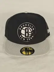 New Era 59Fifty Cap Brooklyn Nets Basic Team Color Black Fitted Hat Size: 7 1/8