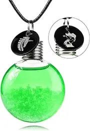 Storm Glass Weather Necklace Vintage Crystal Jewelry Weather Predicting Water Drop Barometer Thermometer (Green)