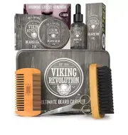 Viking Revolution - Beard Care Grooming Kit With Balm, Oil & Scissors