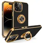 For iPhone 16 15 14 13 12 11 Pro Max Case Heavy Duty Shockproof Ring Stand Cover