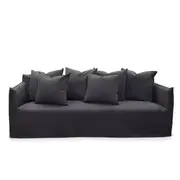 [James Lane] Como Linen Sofa Charcoal - 3 Seater