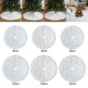 Feathered Christmas Tree Skirt, Collar | Rustic Country Indoor | White in Snow