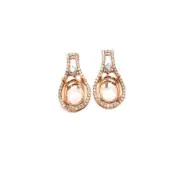 Halo Earring Semi Mount Oval 10x8mm In 14k Rose Gold With Diamond Accent (52686)
