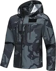 [TGF] Men's Fishing Wading Jacket Versatile Pro Shell Rain Jacket for All Round Use-Army Green Camo
