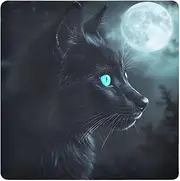 Camera Protective Wrap 21.7 In, Black Cat Full Moon Blue Open Lay Flat Makeup Bag, Washable Lens Pouch for Camera, Laptops, Cosmetic