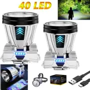 2PCS Super Bright Rechargeable High Power Headlamp High Power Head Lamp Camping