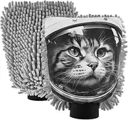 XYMZR Cat Astronaut Black White Absorbent Microfiber Car Wash Mitt, Funny Cute Anime Scratch Free for Cars Cleaning, Home Cleaning Mitts, 2 Pack, 10.24” L x 7.09” W