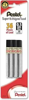 Pentel Super Hi-Polymer Lead Refill 0.5mm Fine, 2B, 36 Pieces of Lead (C505BP32B-K6)